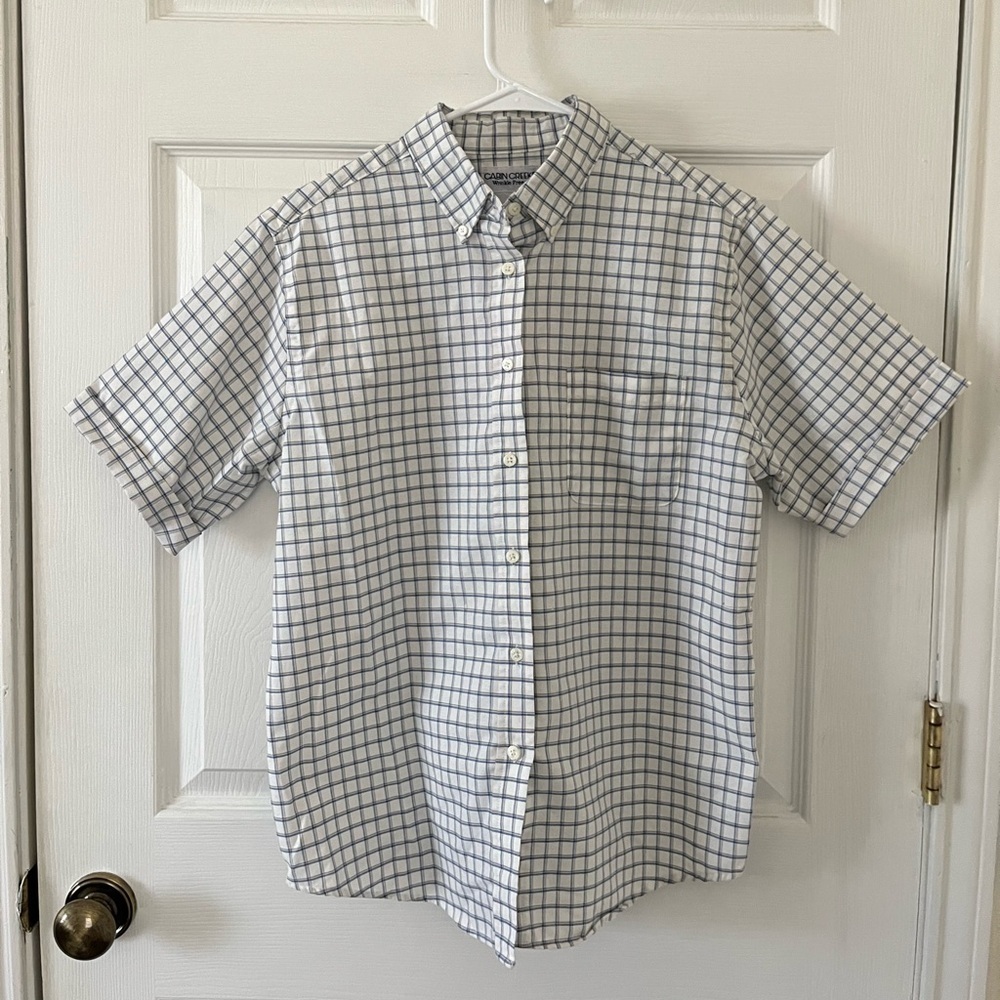 Cabin Creek Womens Blue and White Plaid Shirt